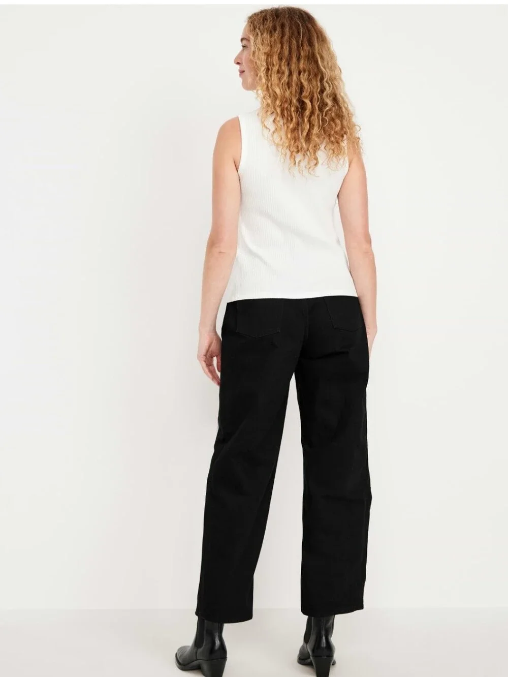 Old Navy Womens High-Waist Barrel Jeans, Black Wash, Size 10
